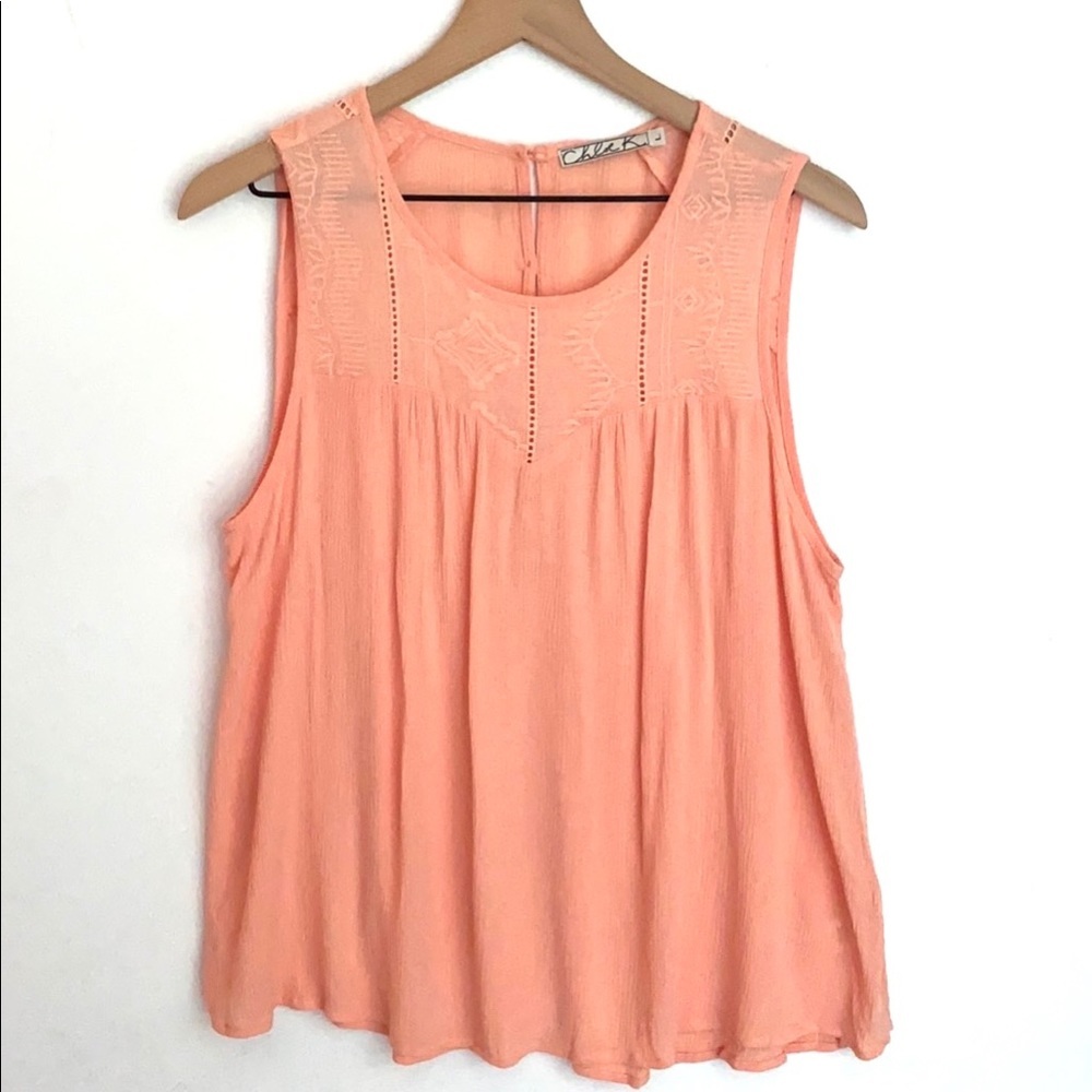 Chloe K sleeveless top,‎ Size L, Color: peach
